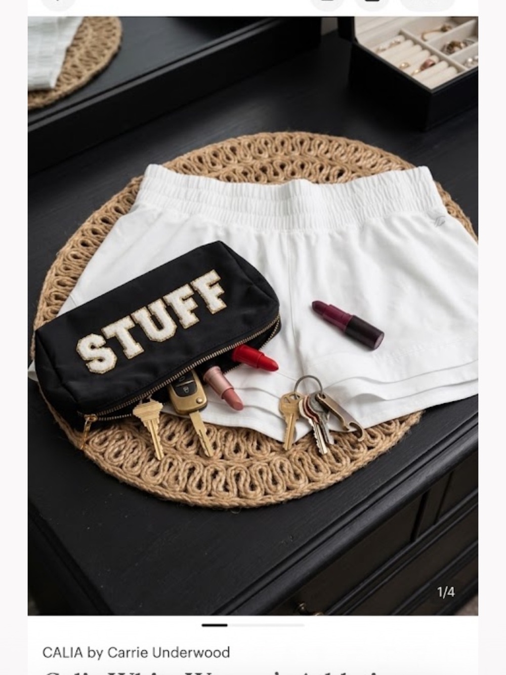 Calia White Women’s Athletic Shorts lrg - STUFF Accent mk up bag 2 pc bundle